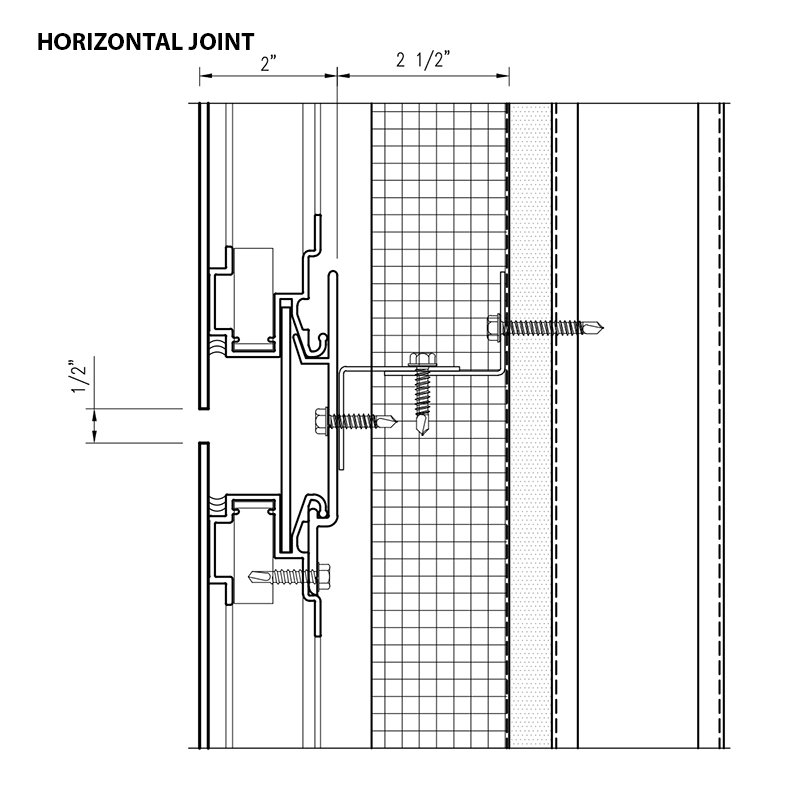 Arcwall floating metal panel horizontal joint
